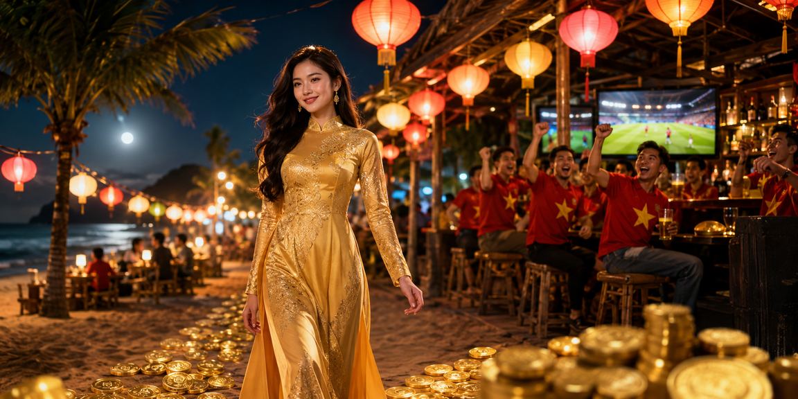 Người phụ nữ mặc áo dài chơi bài tại Côn Đảo trong không khí thanh bình